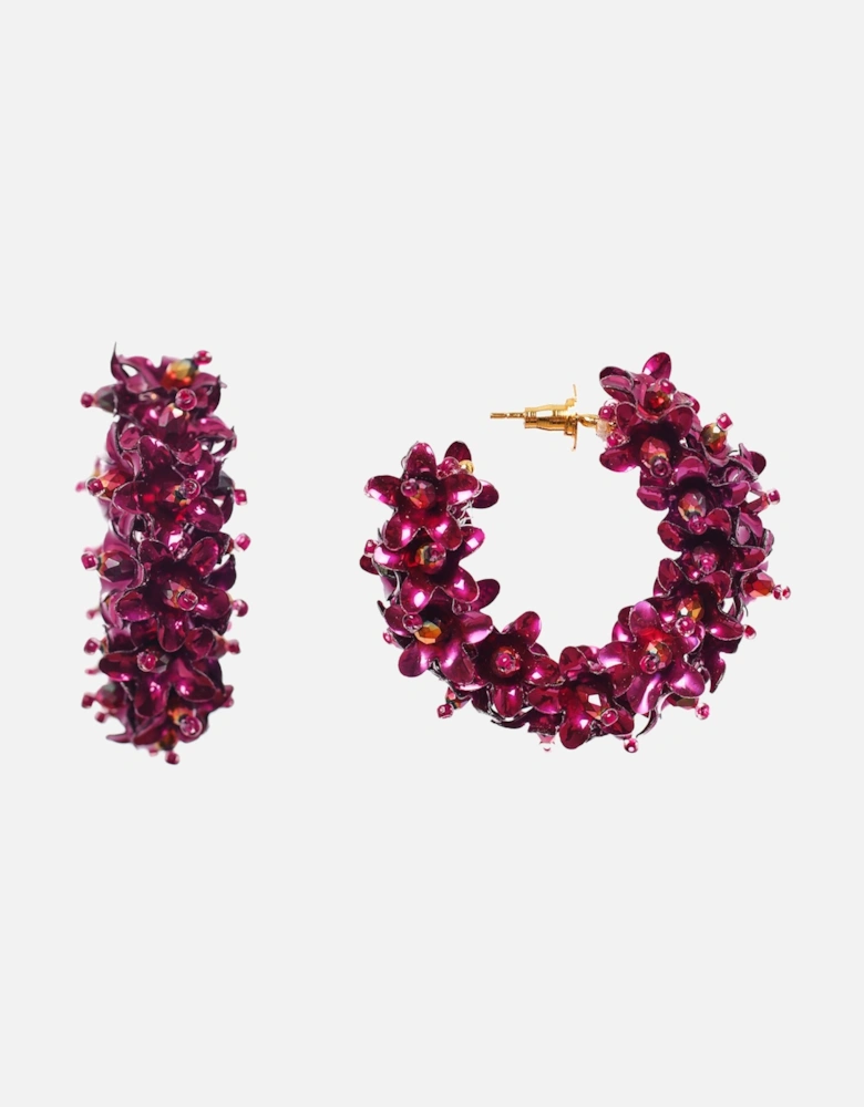 Gold Plated Beaded Flower Hoops