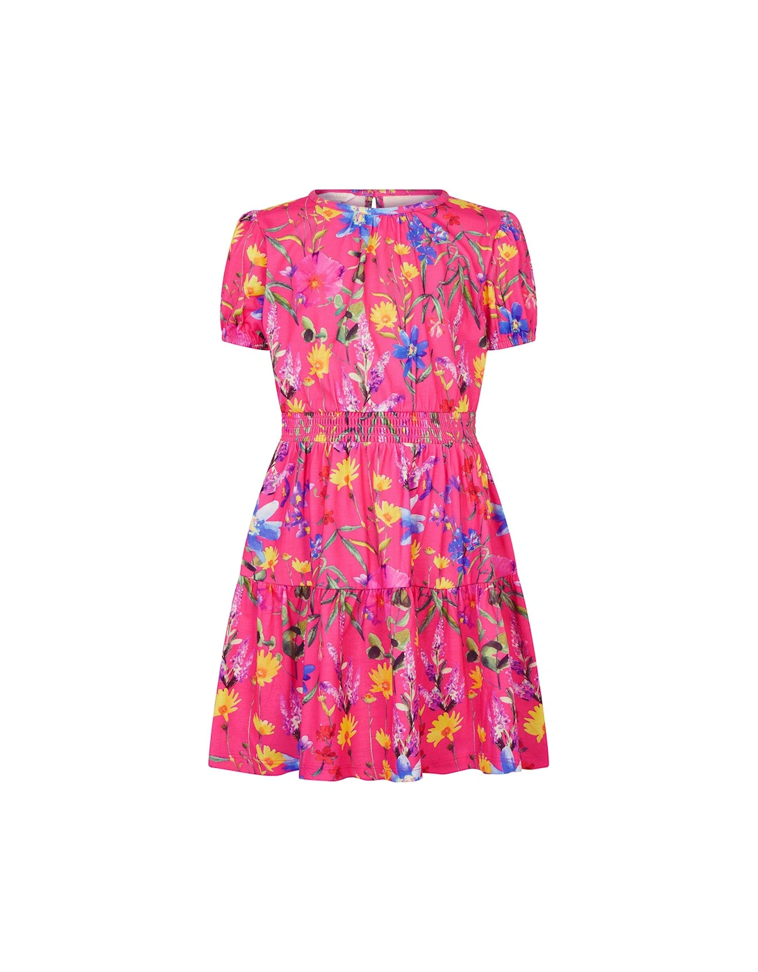 Girls Botanical Jersey Dress - Magenta, 2 of 1