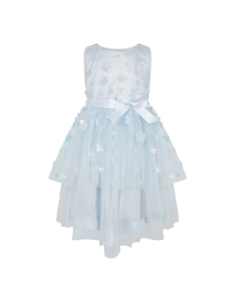 Girls Ivy 3D Floral Dress - Blue