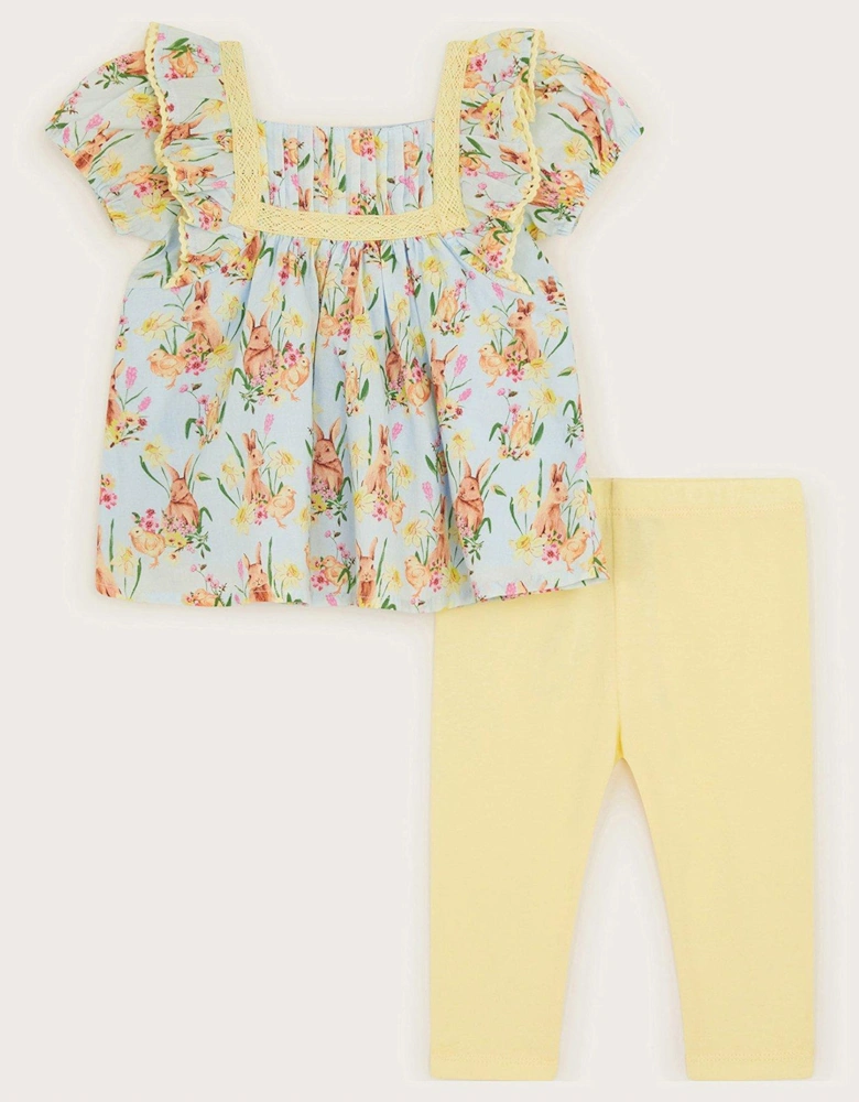 Baby Girls Bunny Daffodil Top And Leggings Set - Yellow