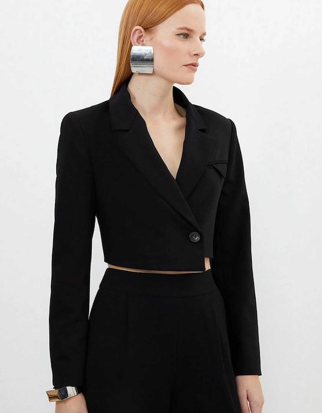 Tailored Cropped Single Breasted Blazer, 5 of 4
