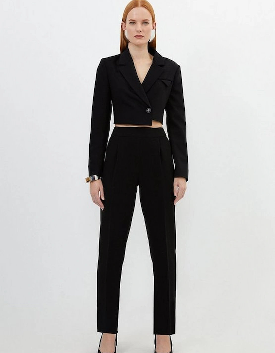 Tailored Cropped Single Breasted Blazer