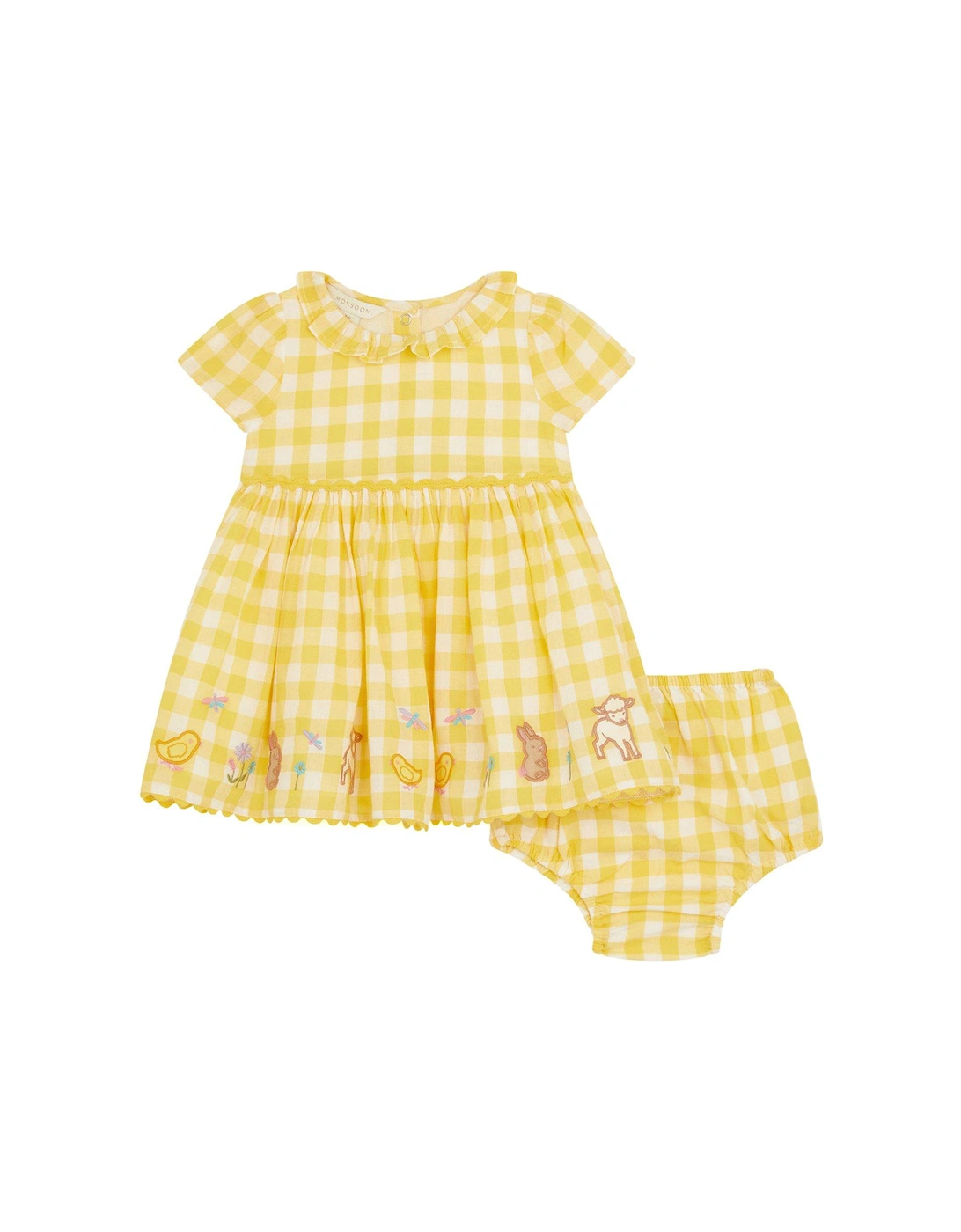 Baby Girls Gingham Farm Dress And Briefs Set - Blue, 2 of 1