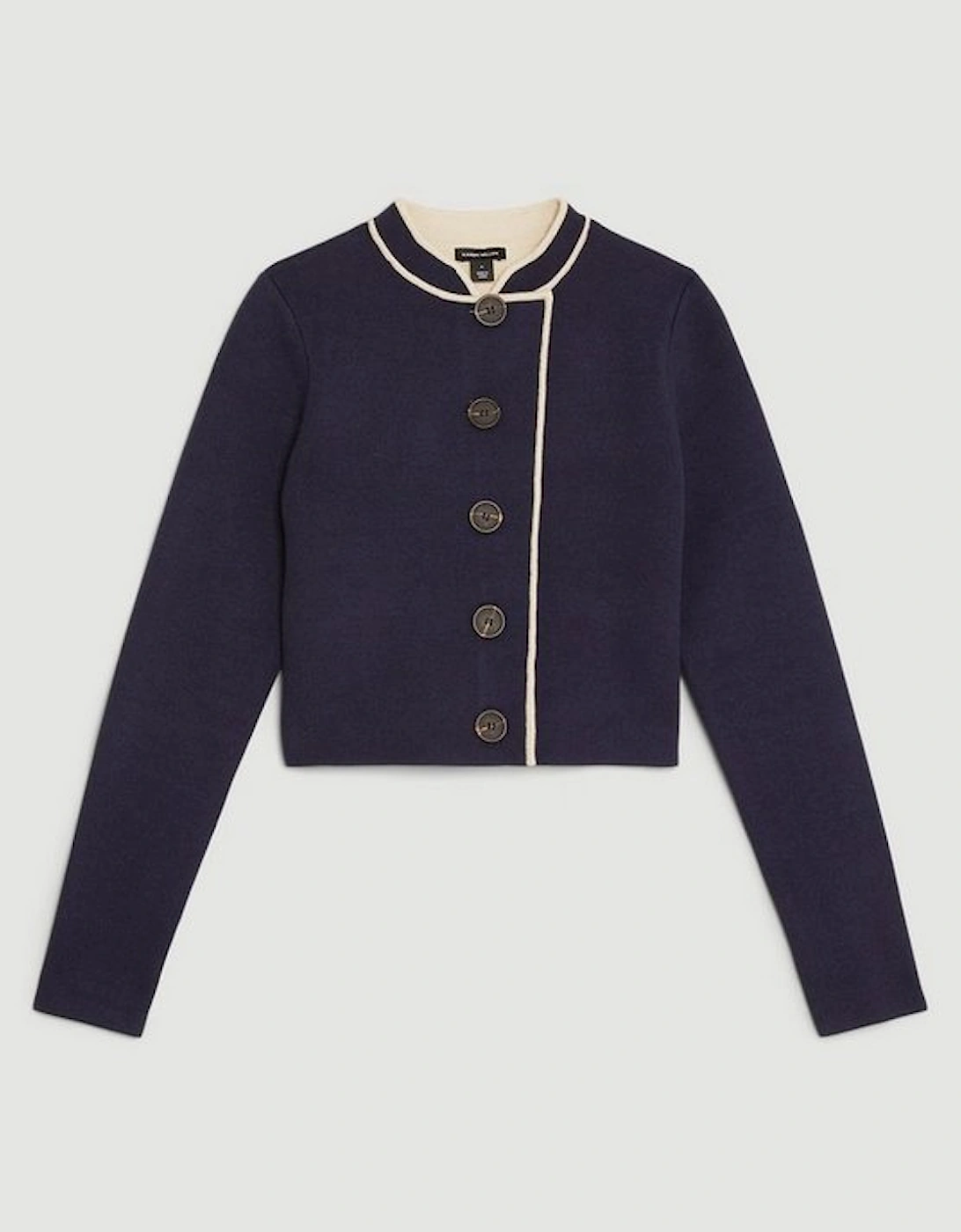 Compact Knit Wool Contrast Colour Crop Jacket