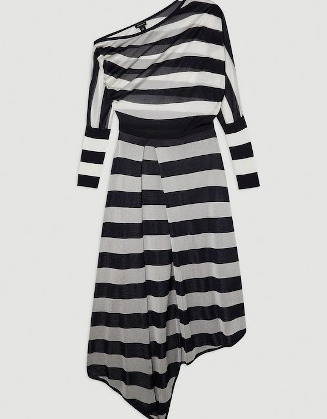 Slinky Viscose Blend Off Shoulder Asymmetric Midaxi Dress