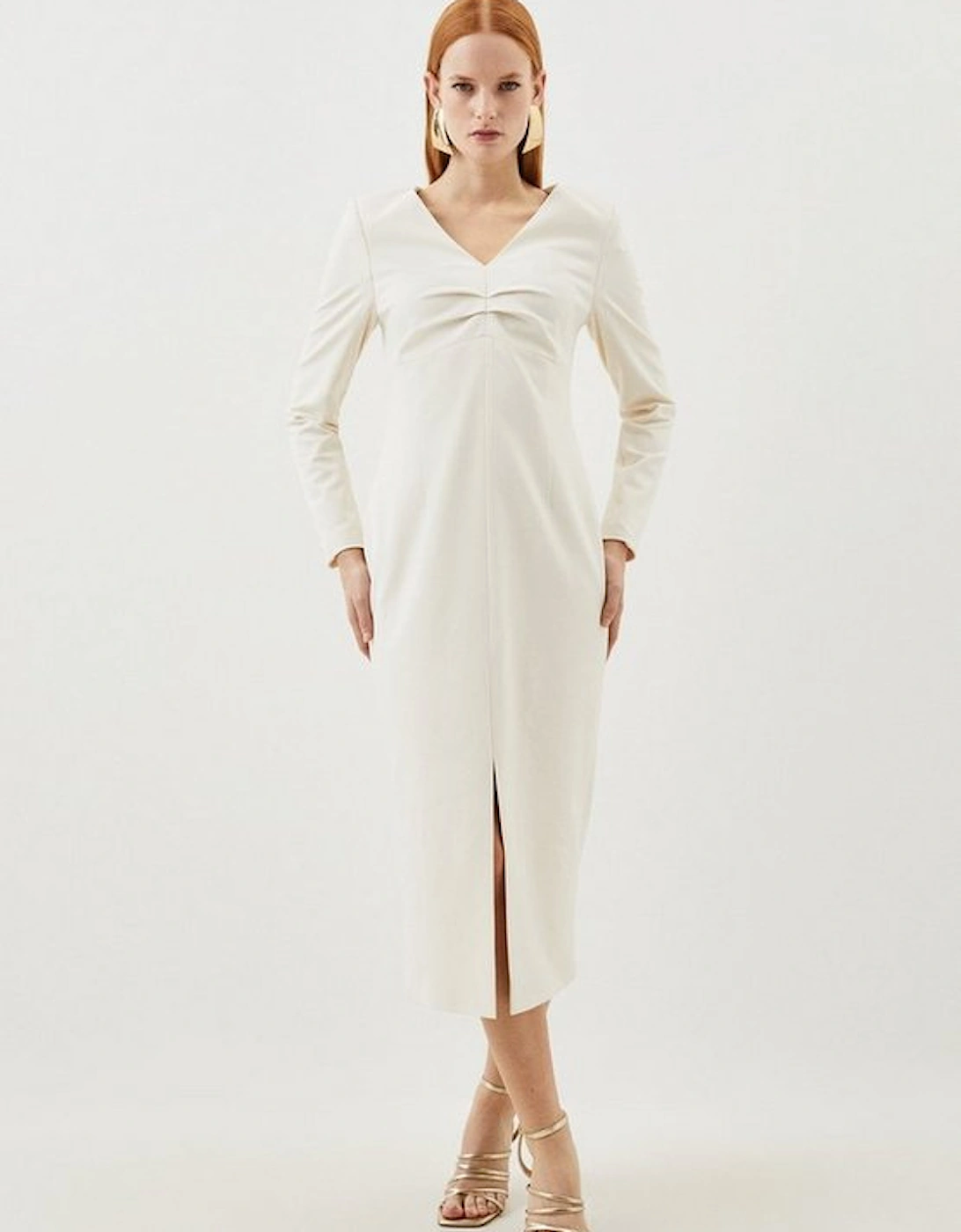 Tailored Ruching Detail Long Sleeve Midi Dress, 5 of 4