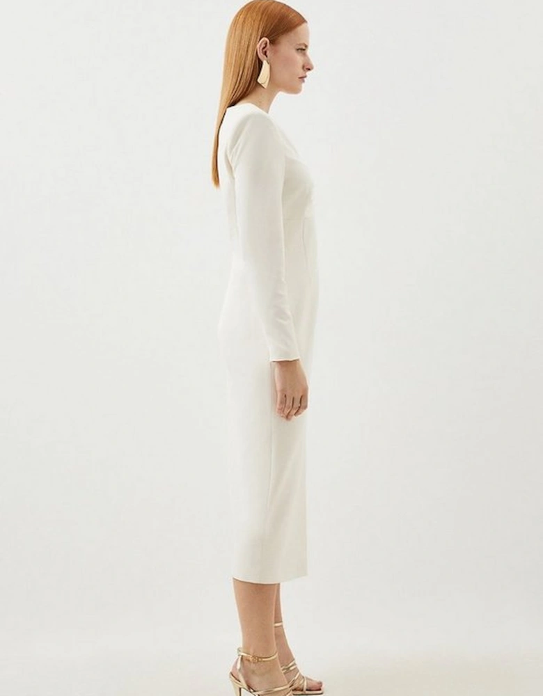 Tailored Ruching Detail Long Sleeve Midi Dress