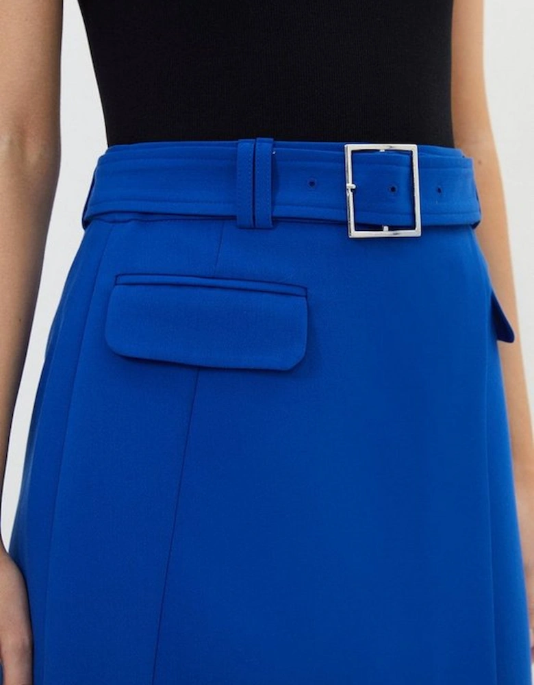 Clean Tailored Belted Wrap Mini Skirt