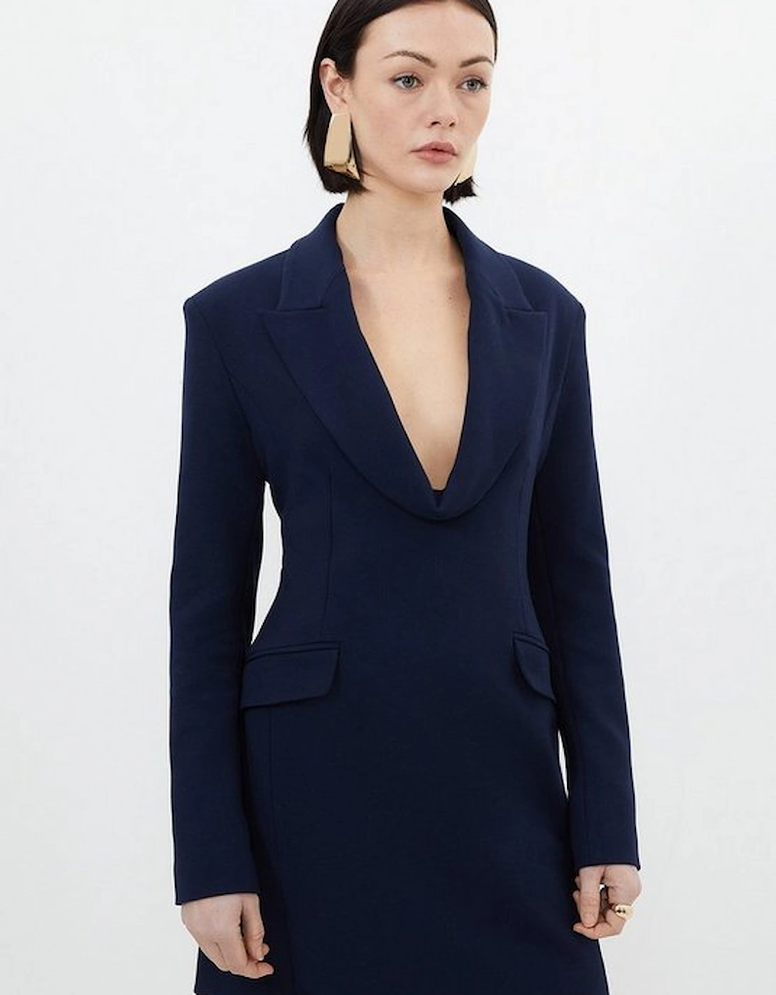 Curved Neckline Tailored Blazer Dress, 5 of 4