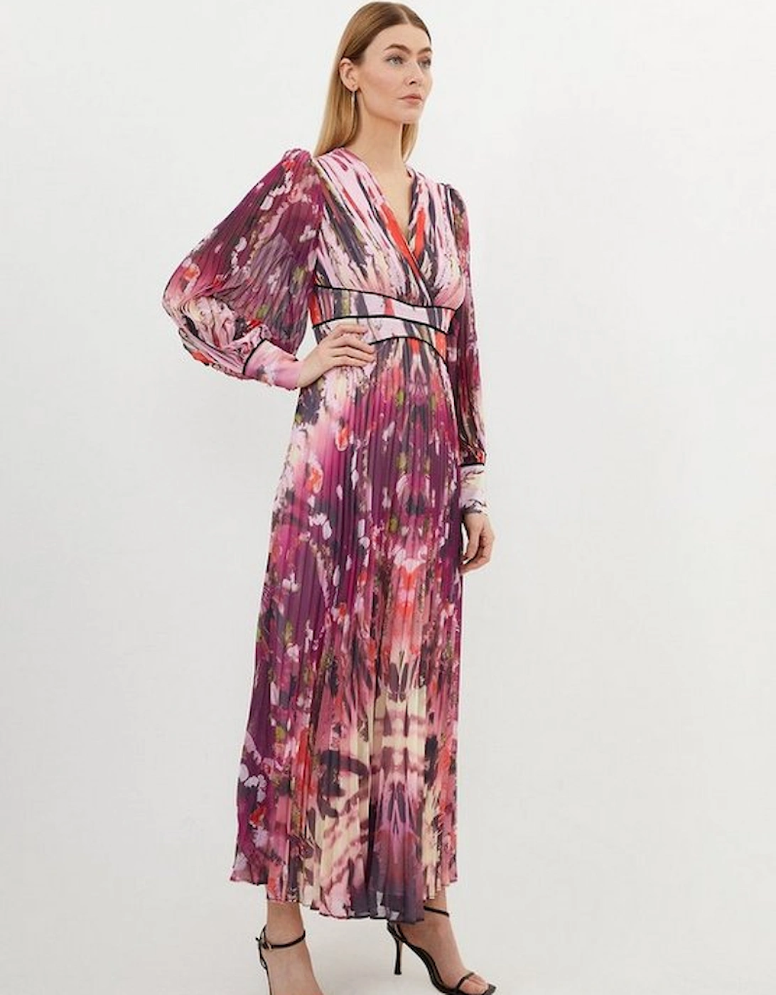 Abstract Ombre Pleated Woven Midaxi Dress, 5 of 4