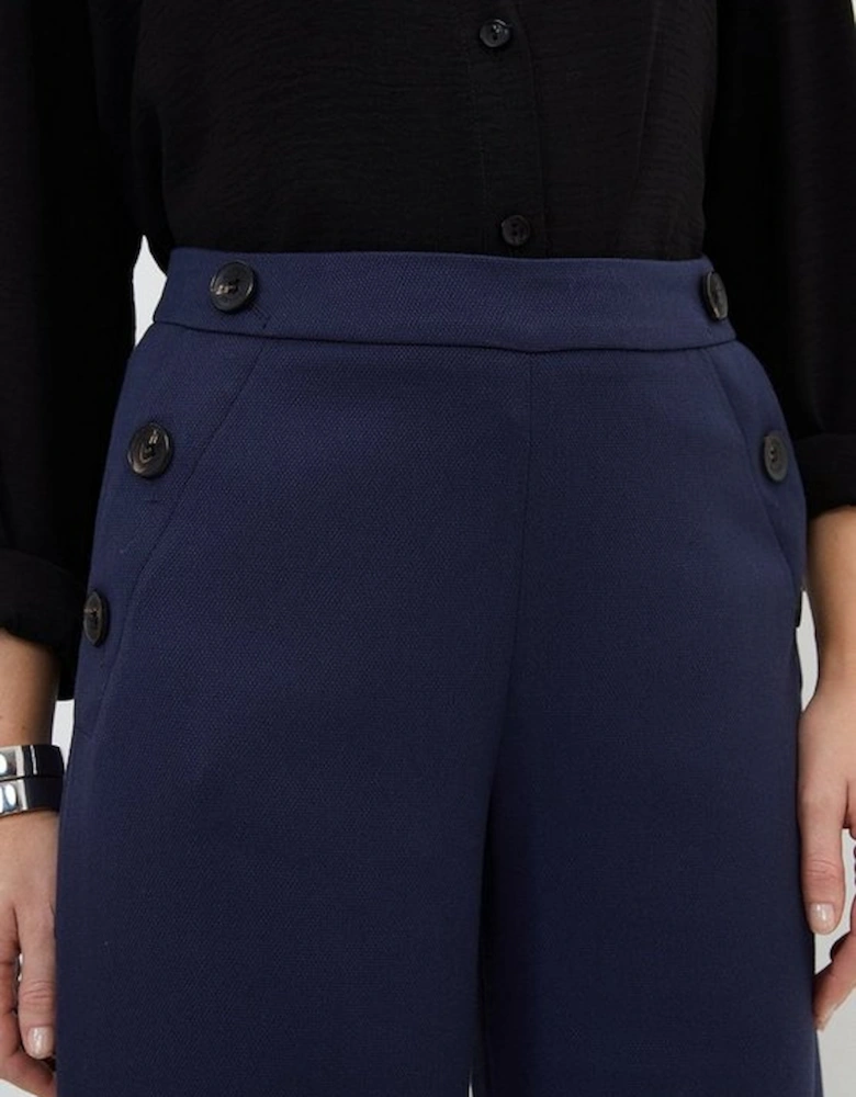Relaxed Tailored Button Pocket Detail Straight Leg Trousers