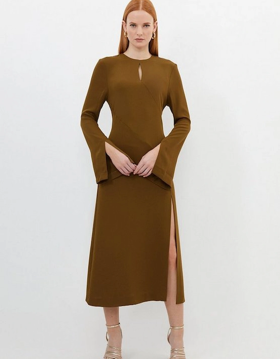 Petite Long Sleeve Column Maxi Dress, 5 of 4
