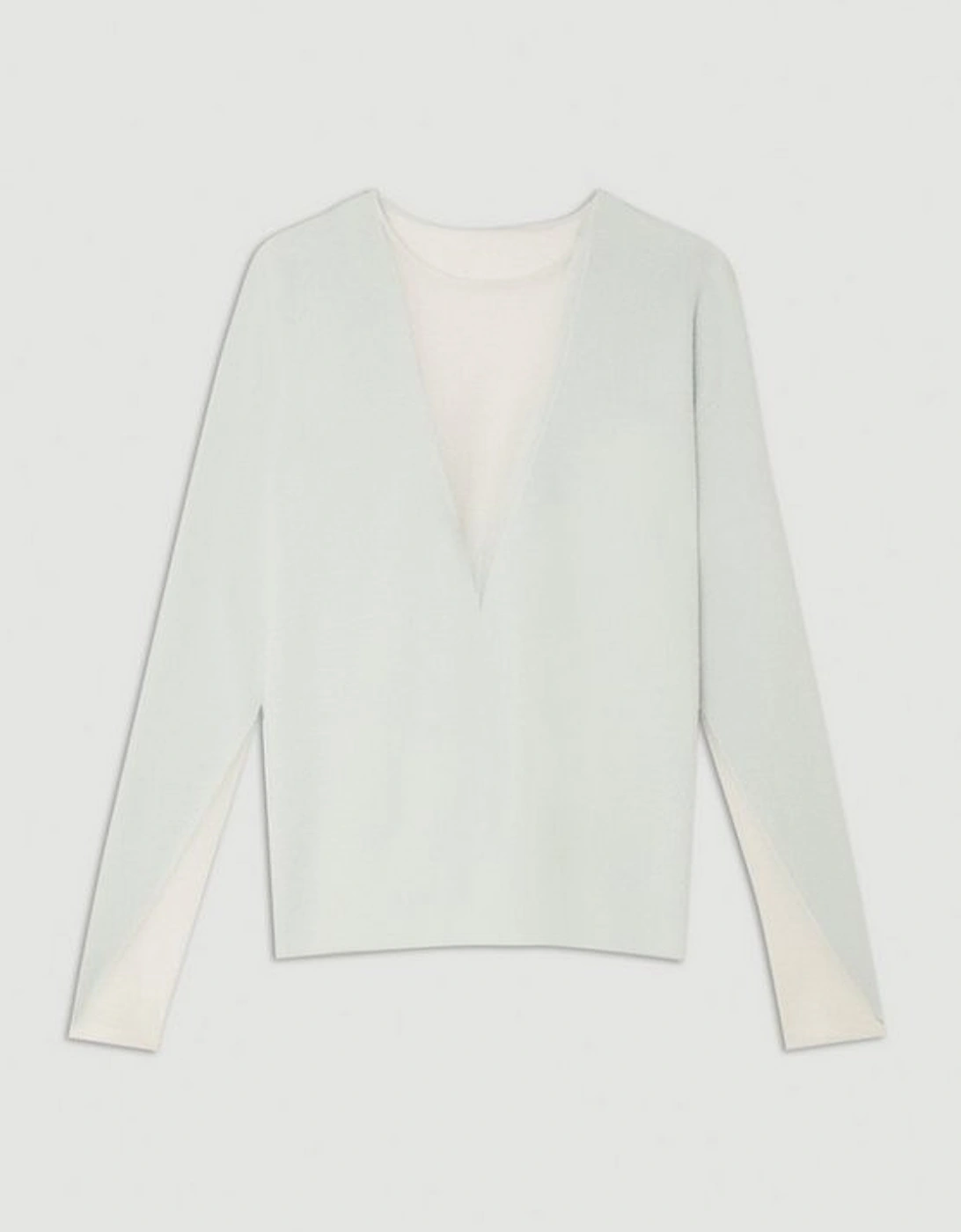 Viscose Blend Sheer Panelled Knit Jumper