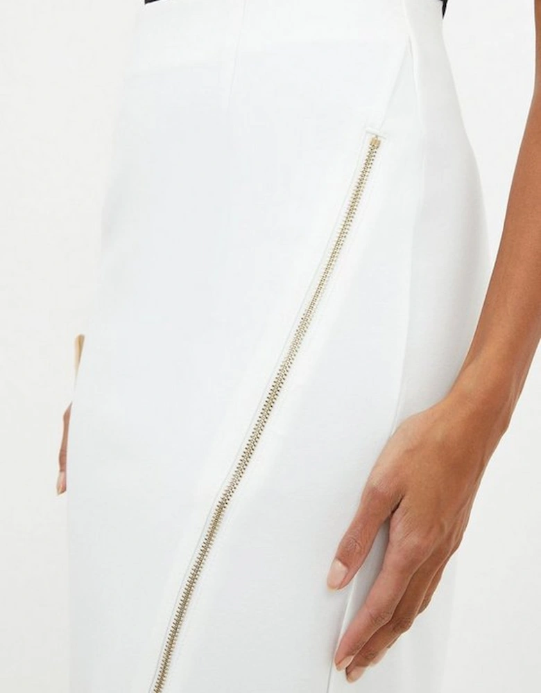 Ponte Zip Detail Midaxi Skirt