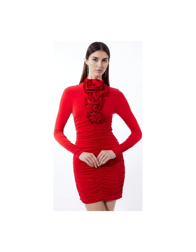 Contrast Jersey Rosette Mini Dress
