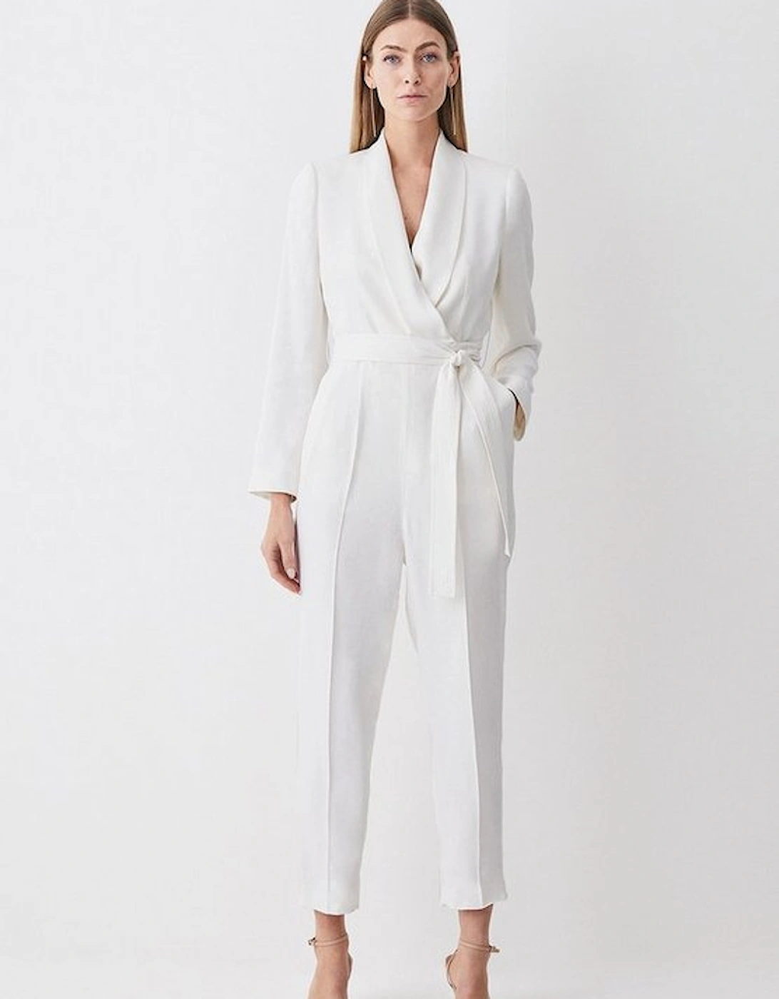 Petite Tailored Tuxedo Wrap Jumpsuit, 5 of 4