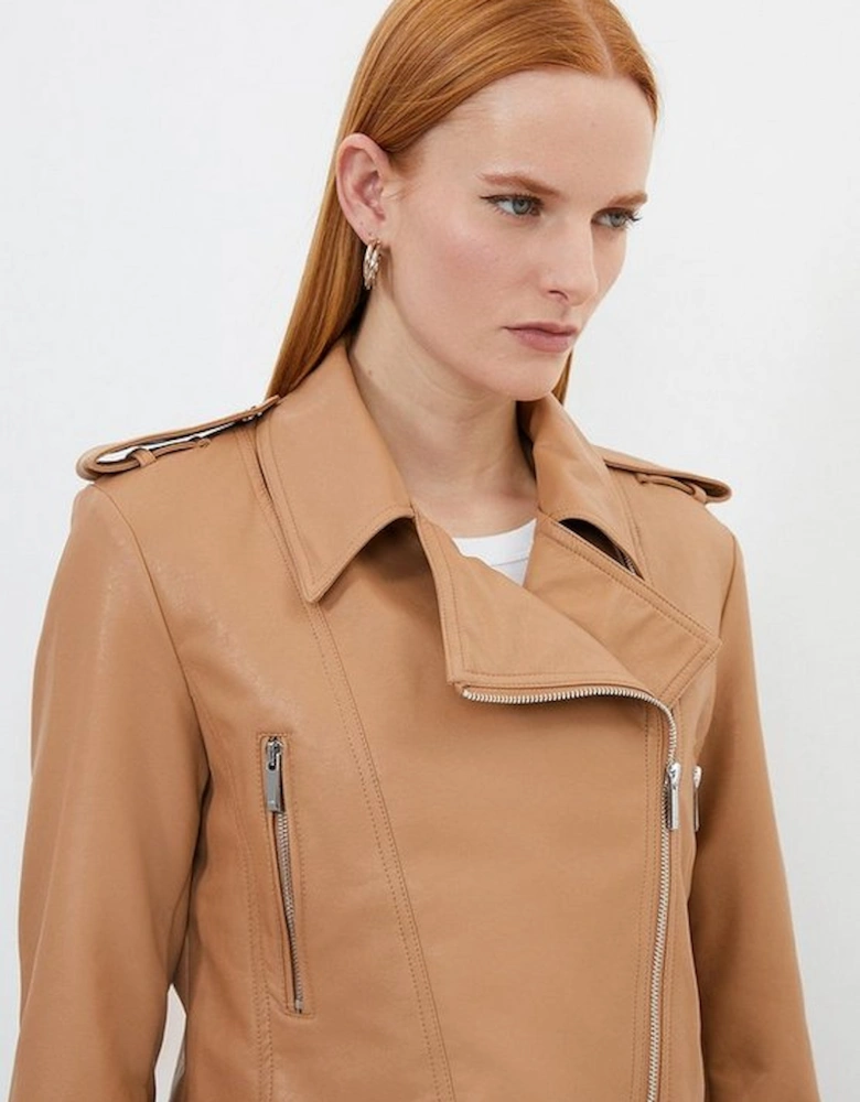 Faux Leather Cropped Biker Jacket