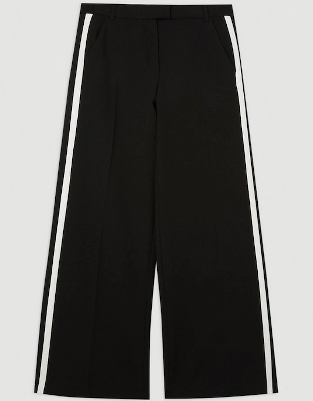 Compact Stretch Contrast Tipped Wide Leg Trousers