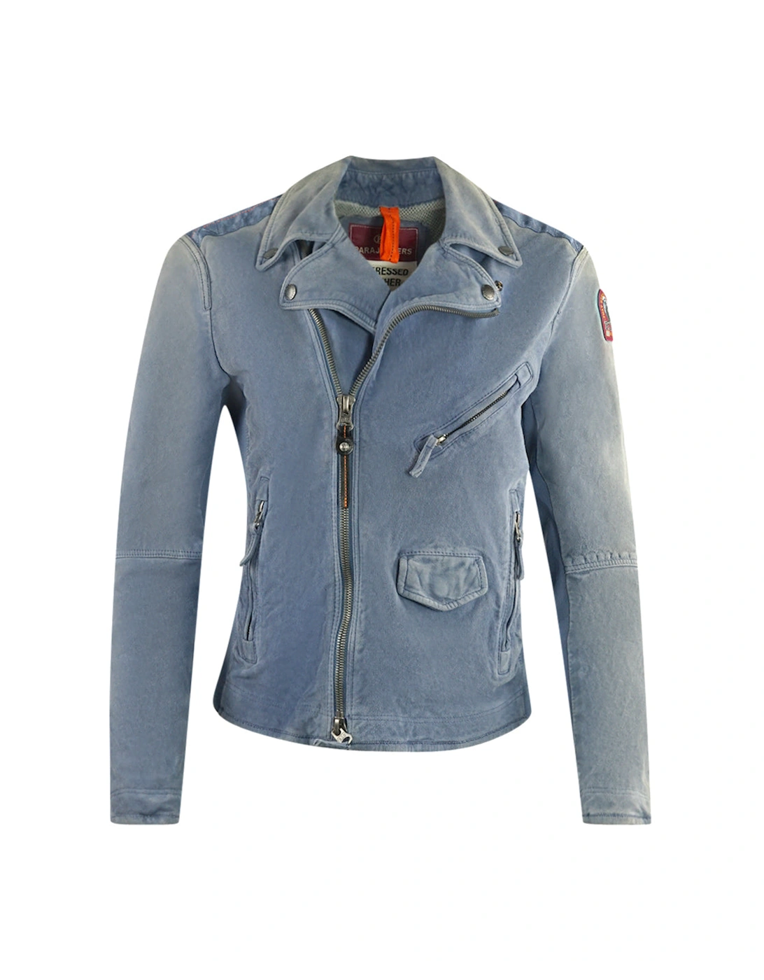 Women's Parajumpers Tack Suede Purple Distressed Leather Jacket - Blue - Size: 10/8