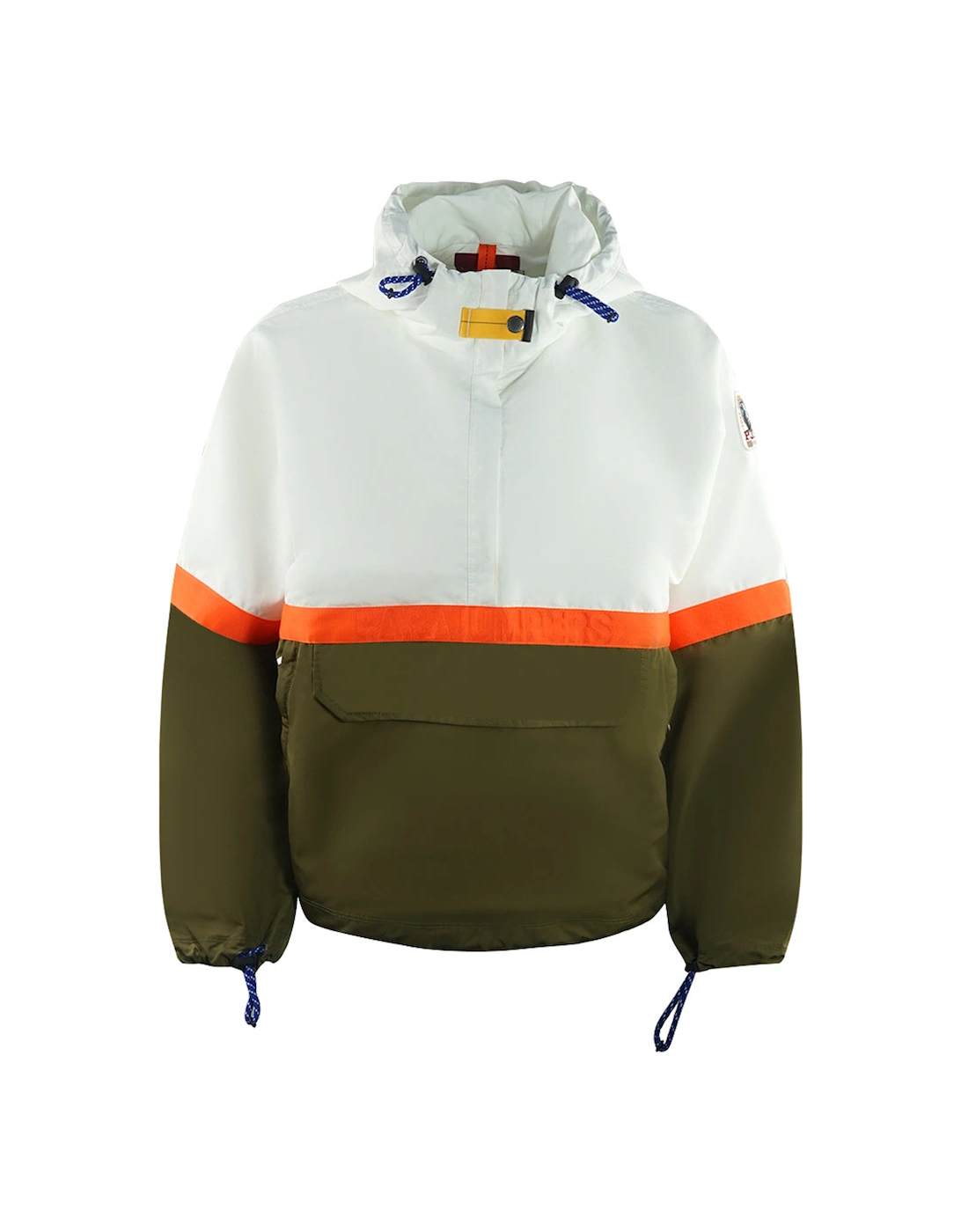 Women's Parajumpers Dezi Pull Over Colourblock Green Windbreaker Jacket - White - Size: 10/8