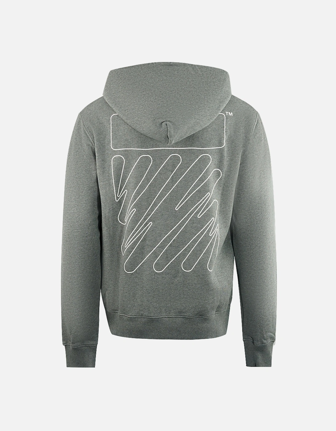 Wave Outline Diag Design Grey Slim Zip-Up Hoodie