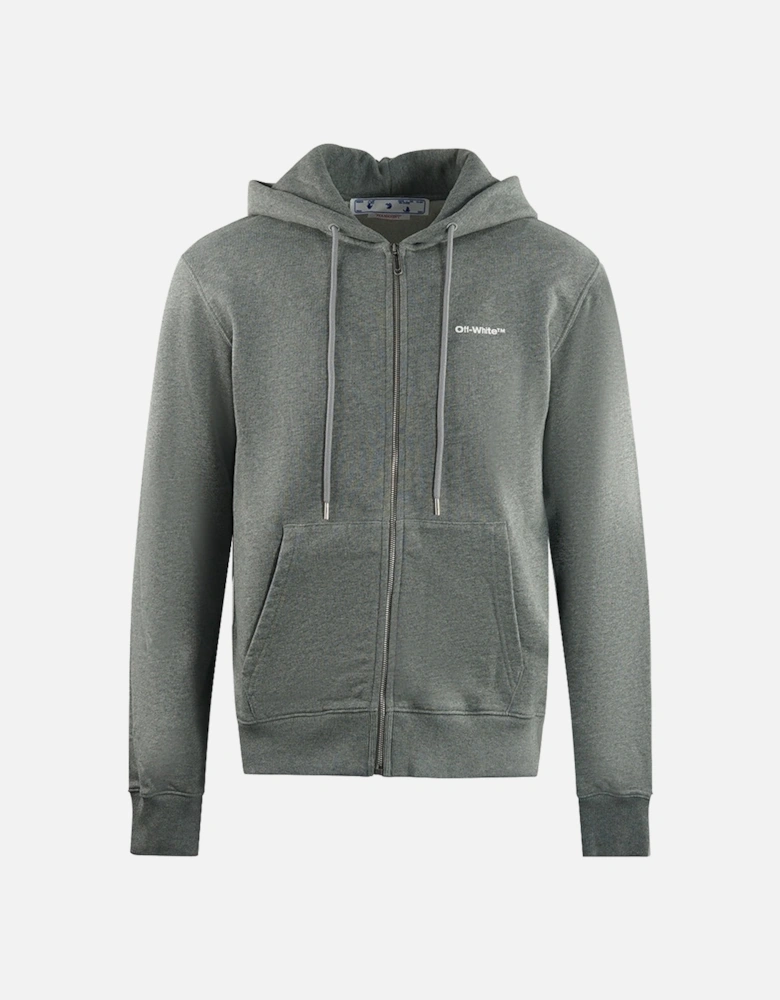 Wave Outline Diag Design Grey Slim Zip-Up Hoodie