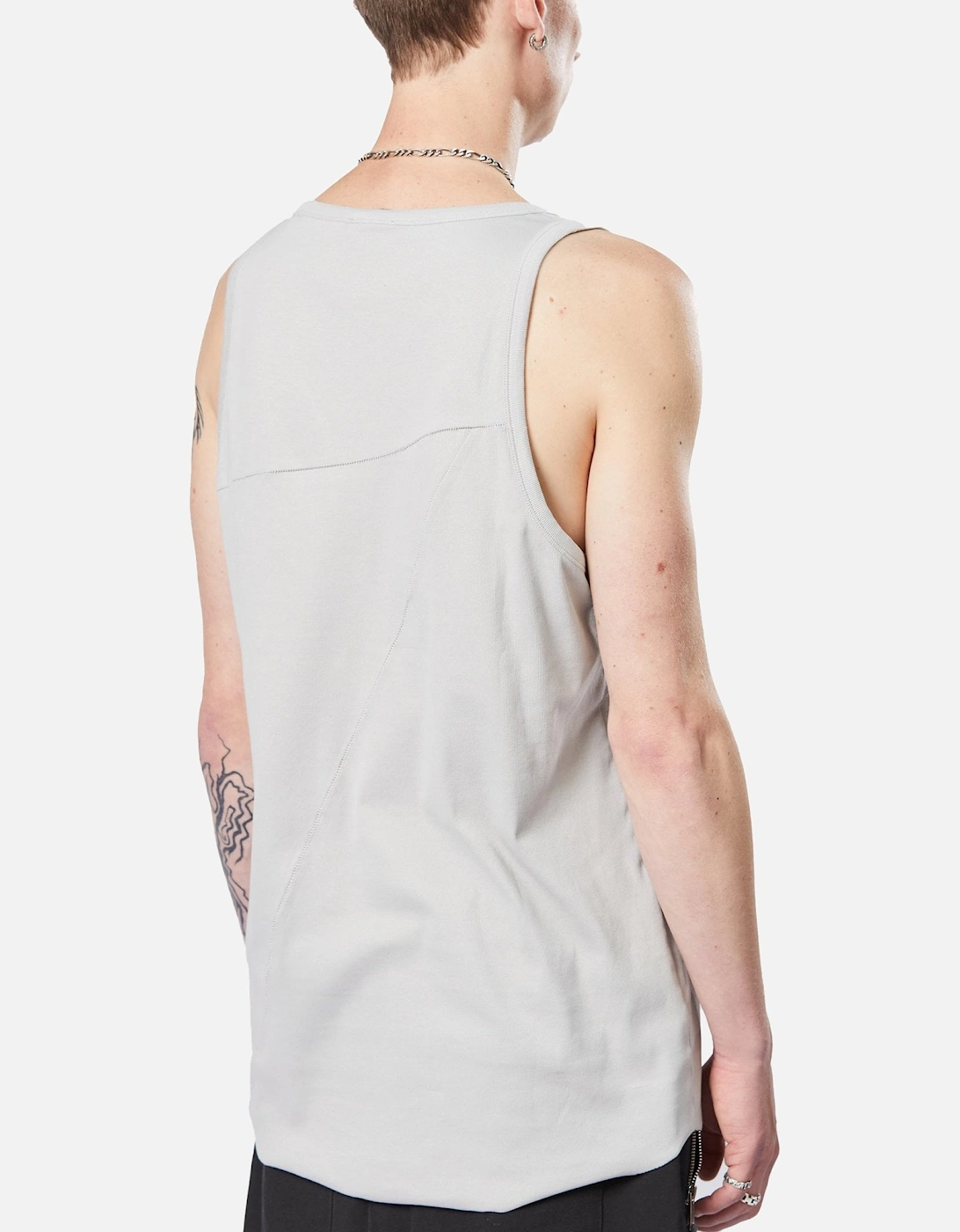 Rib Raw Hem Silver Vest Top