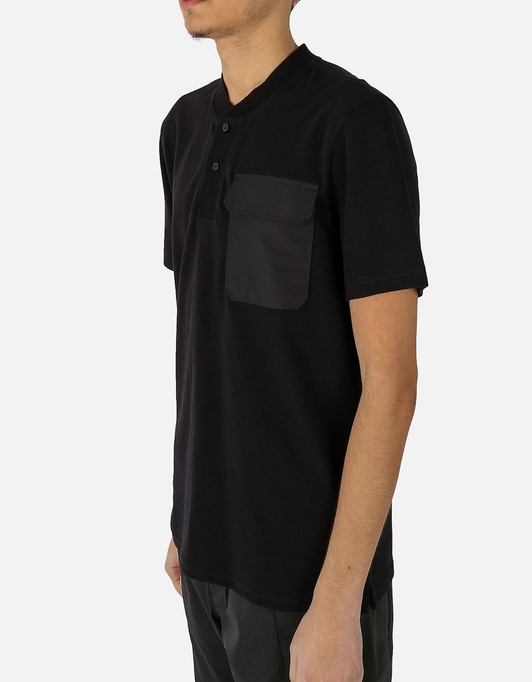 Maxime Granddad Collar Black Polo