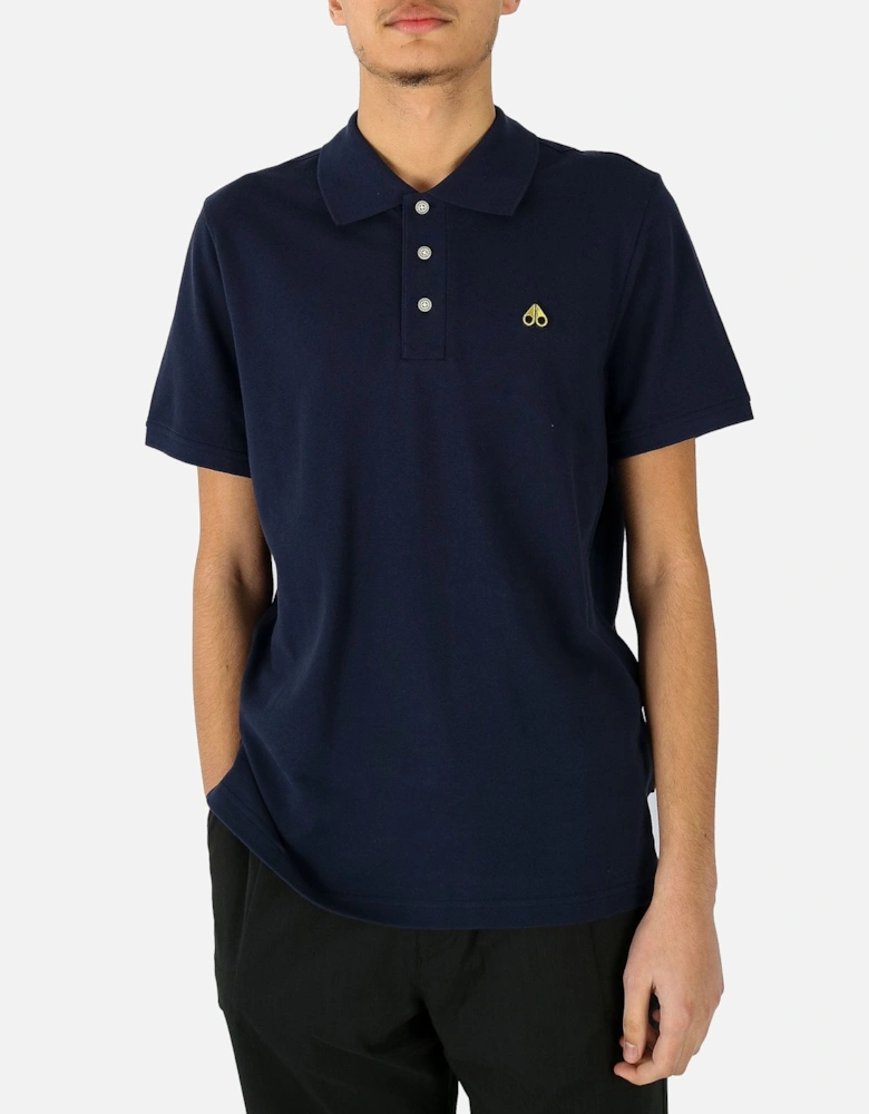Pique Gold Logo Navy Polo Shirt