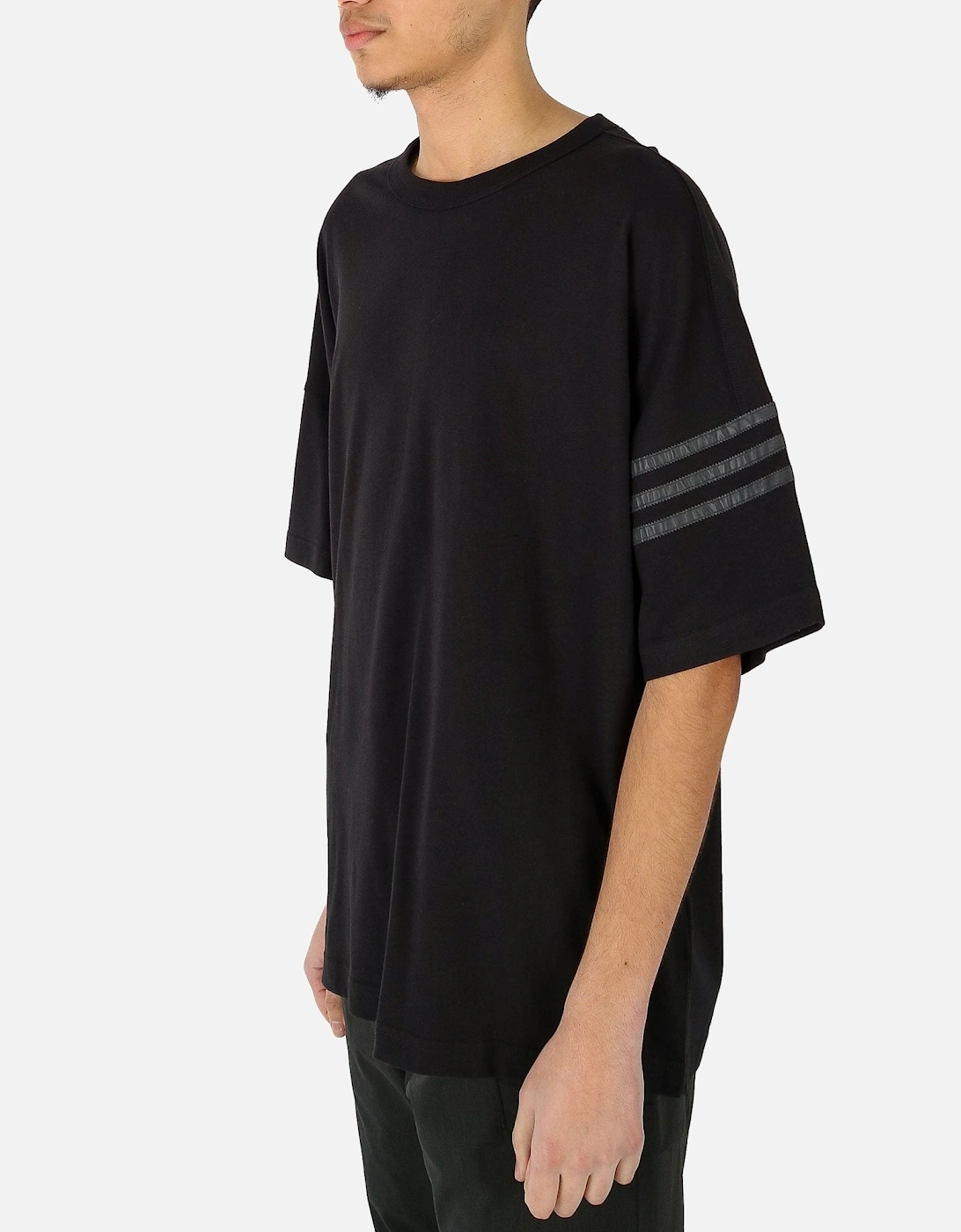 Neuclassic Oversized Sleeve Stripe Black Tee