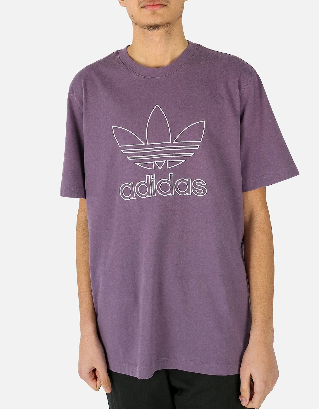 Outline Embroidered Logo Lavender Tee