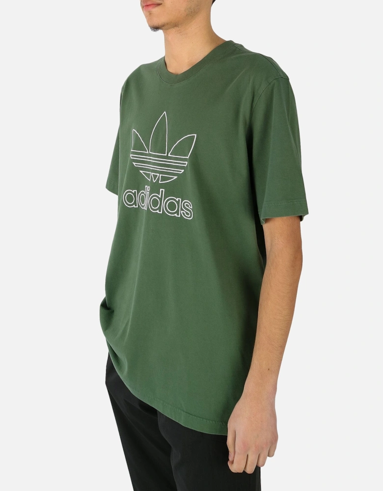 Outline Embroidered Logo Green Tee