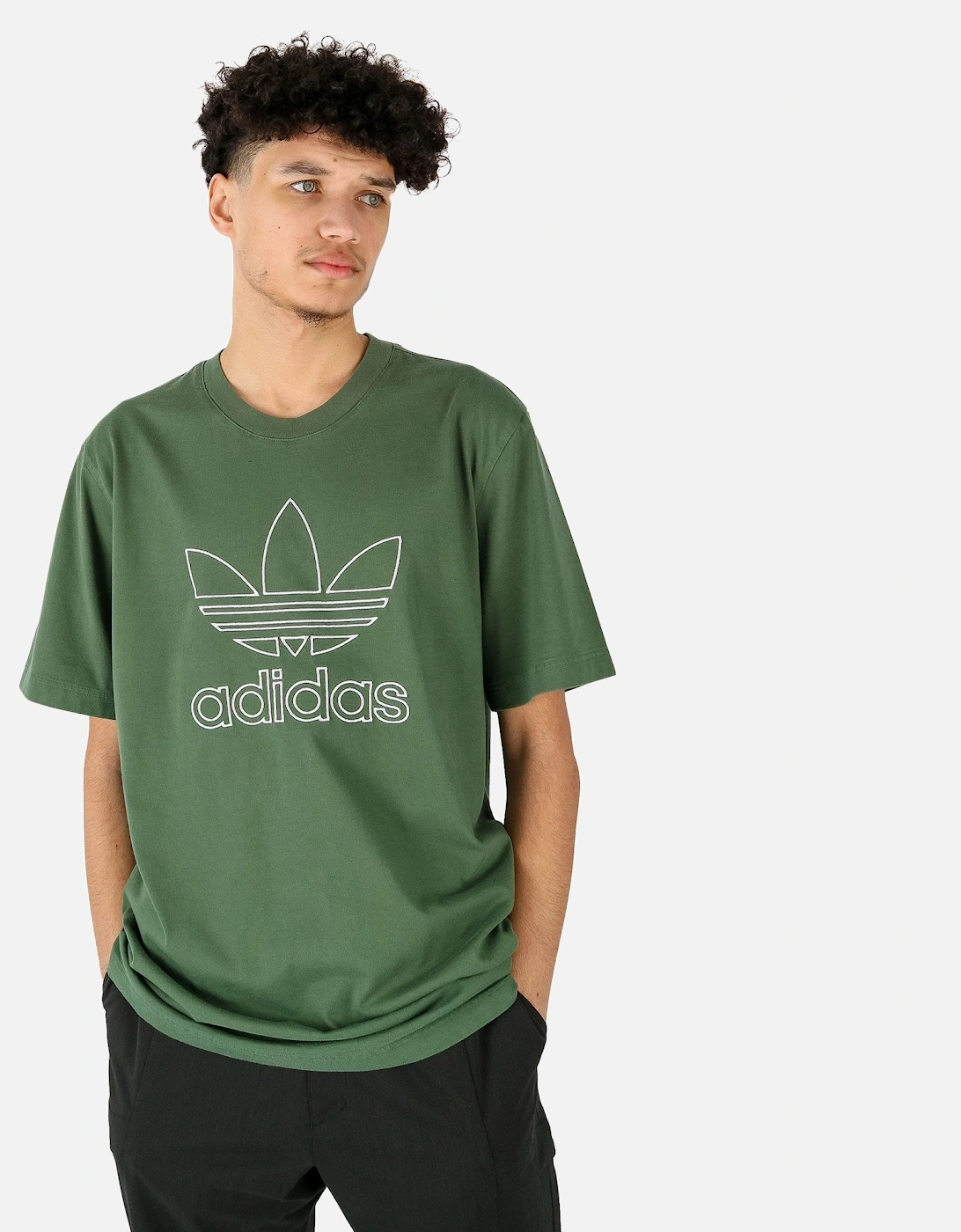 Outline Embroidered Logo Green Tee