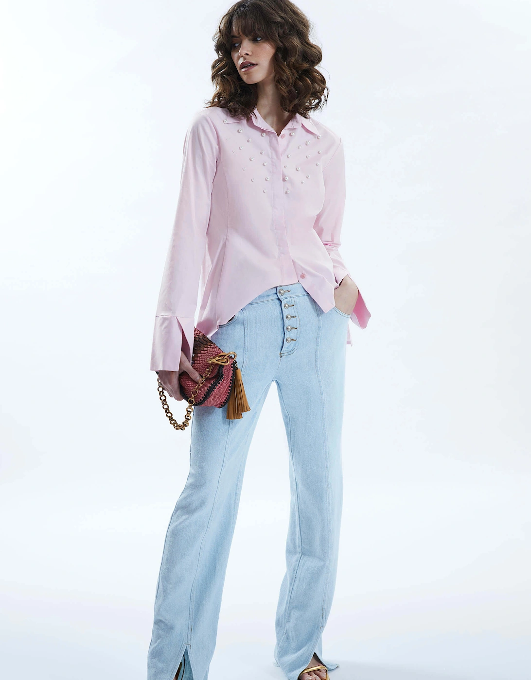 Pearl Detail Shirt Pale Pink, 6 of 5