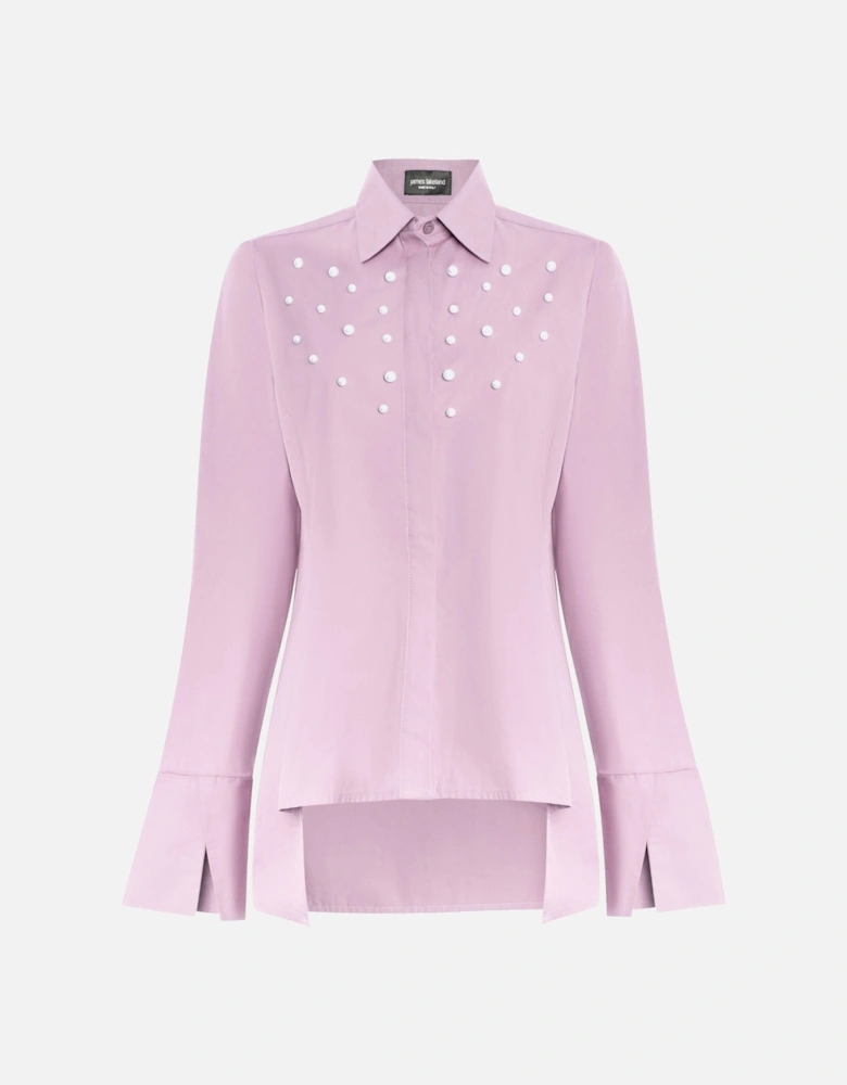 Pearl Detail Shirt Pale Pink