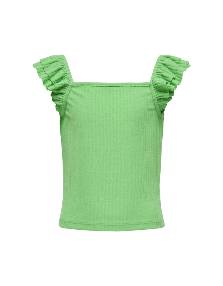 Girls Frill Strap Co-Ord Top - Green