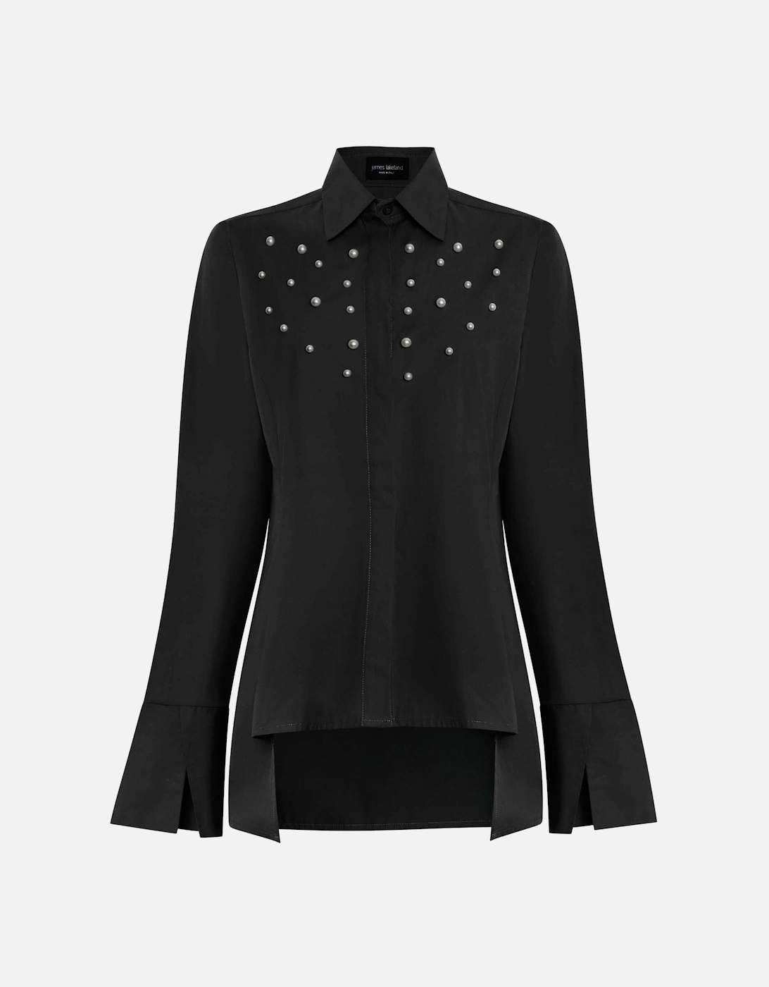 Pearl Detail Shirt Black