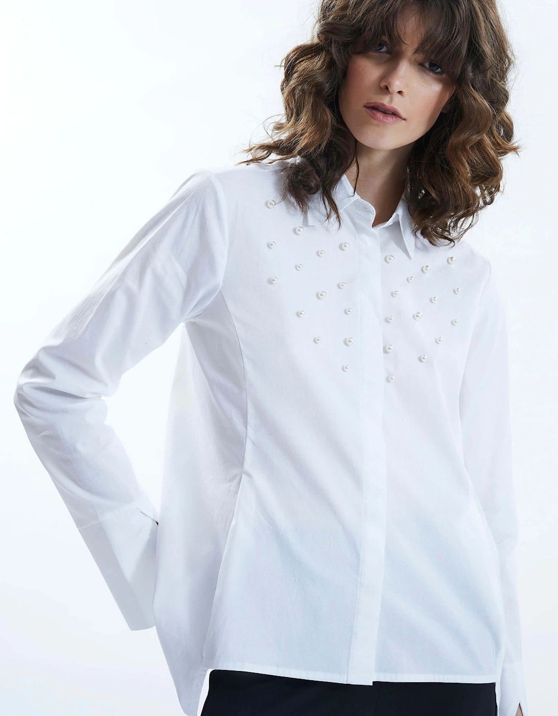 Pearl Detail Shirt White, 2 of 1