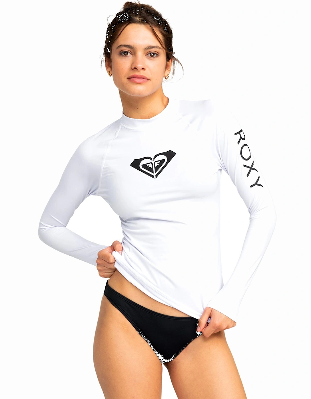 Women's Roxy Womens Whole Hearted UPF 50 Surf Rash Vest - White - Size: 12
