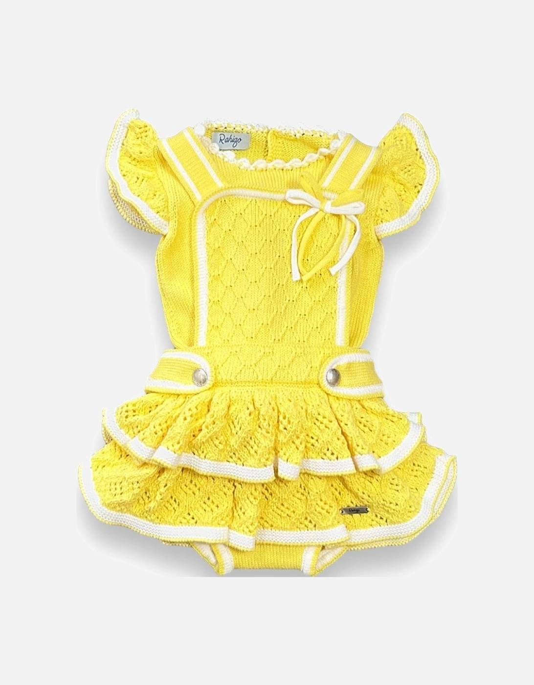 Yellow White Knit Romper Set, 3 of 2