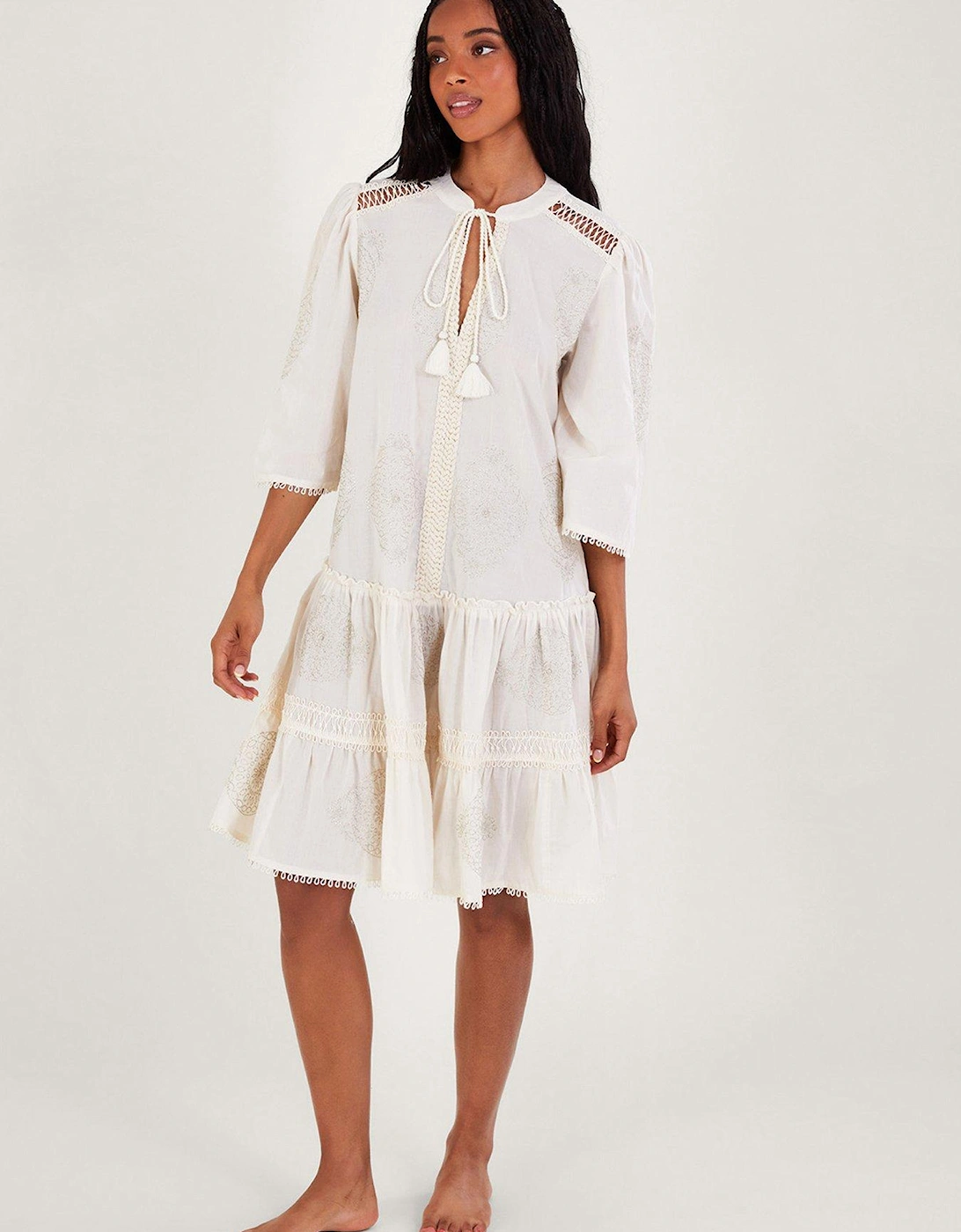 Penny Embroidered Kaftan Ivory, 2 of 1