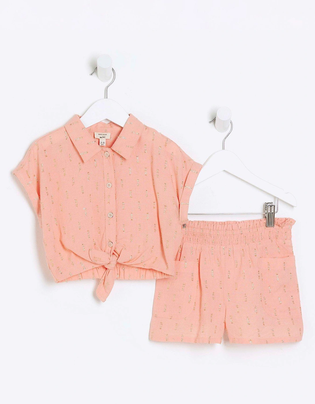 Mini Girls Glitter Shirt And Shorts Set - Orange, 6 of 5