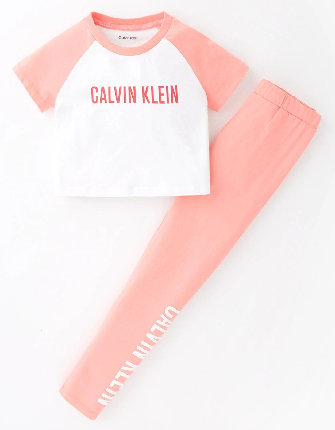 Girls Short Sleeve T-shirt & Leggings Pj Set - Pink Grapefruit/white, 5 of 4