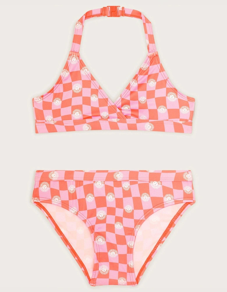 Girls Check Bikini - Pink