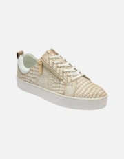 Gold Croc-Print Leat