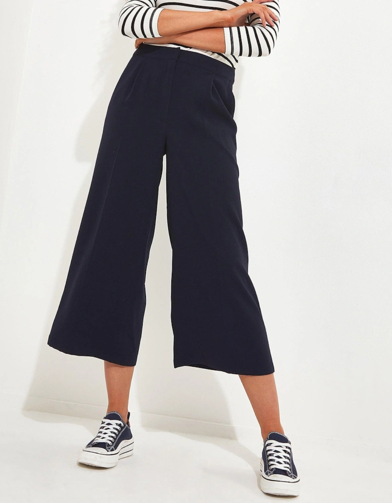 Cropped Wide Leg Trouser - Navy