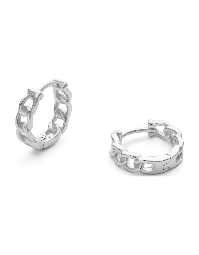 Sterling Silver Chain Hoops - Silver