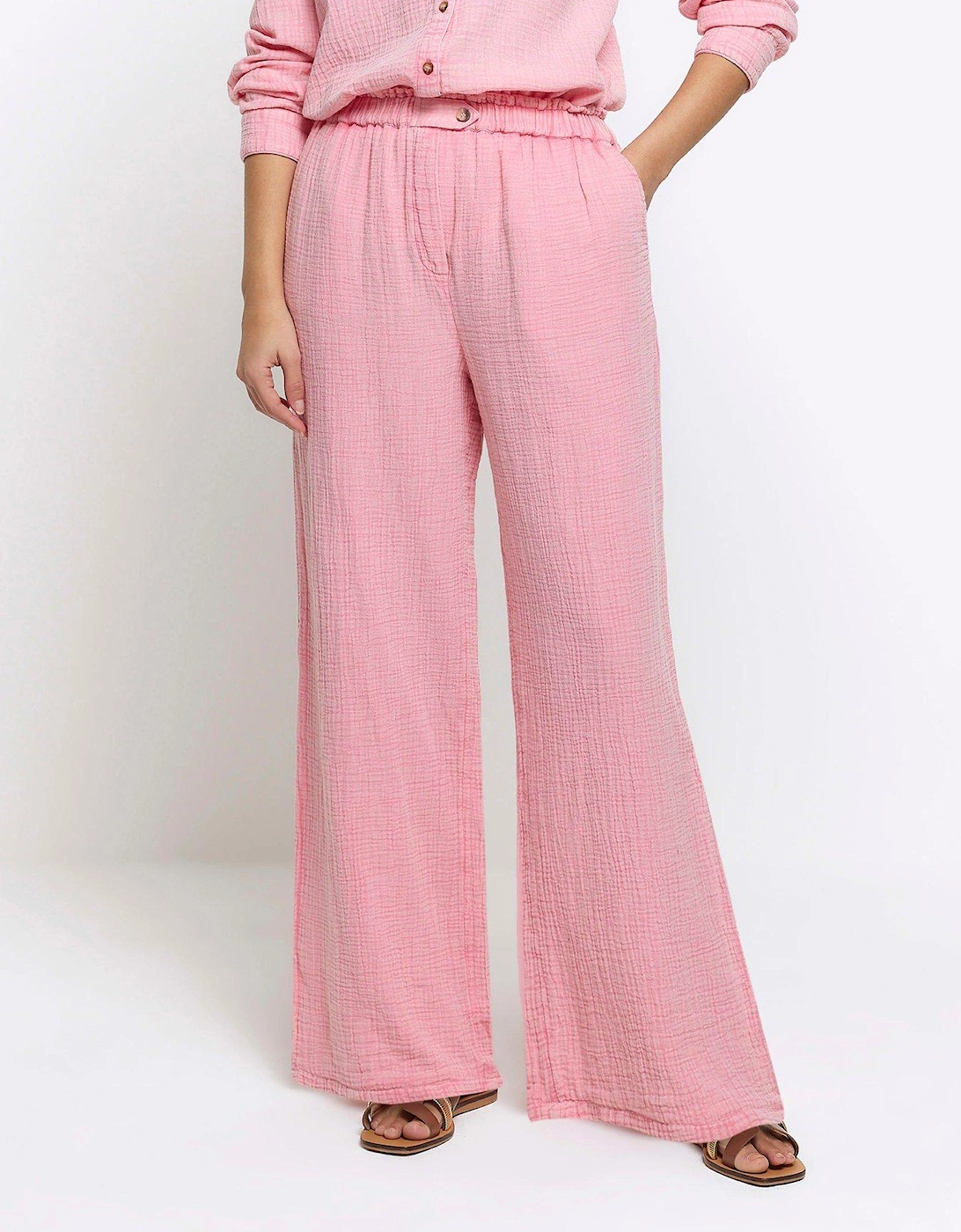 Textured Cotton Trouser - Light Pink, 6 of 5