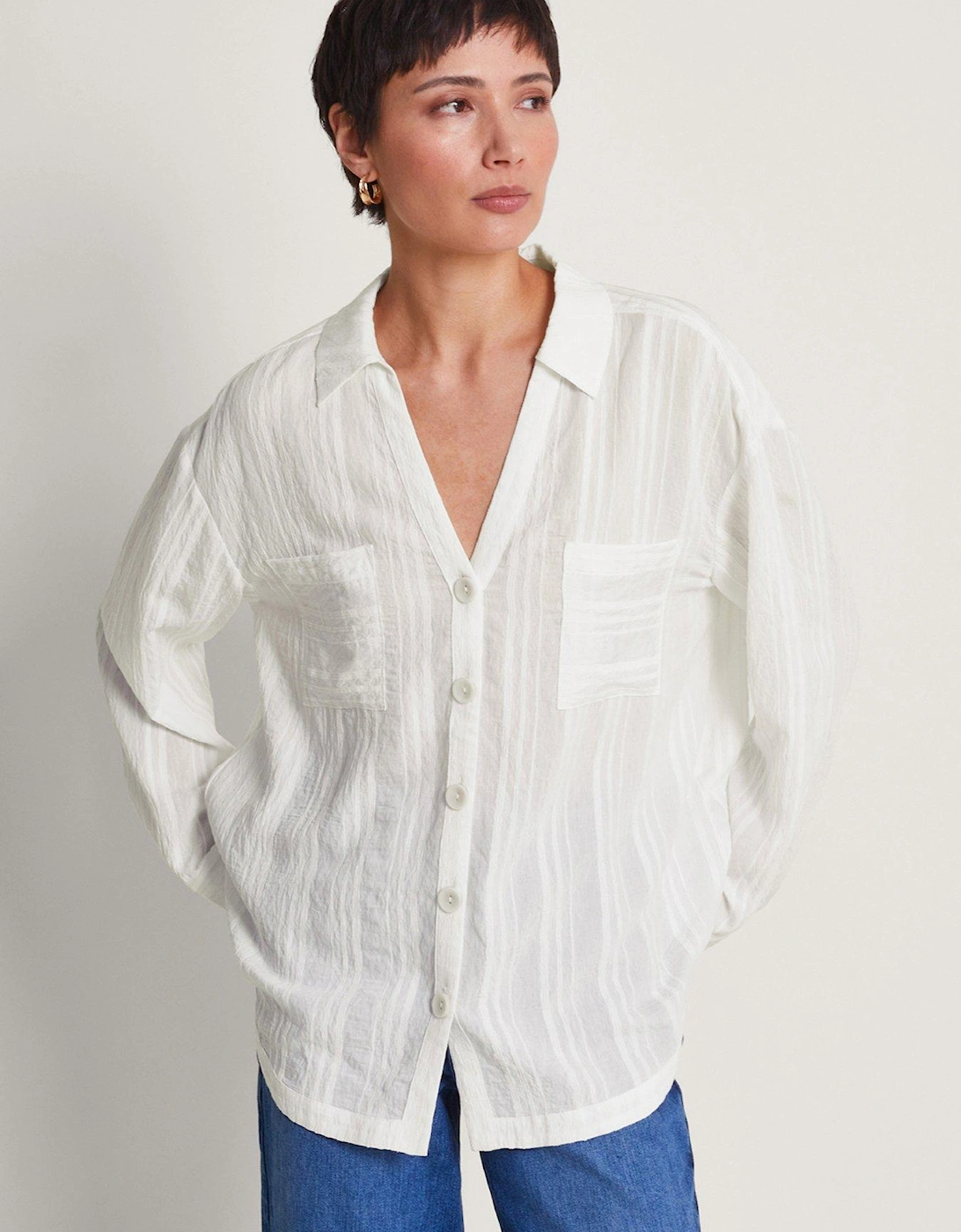 Sofia Textured Shirt White, 2 of 1