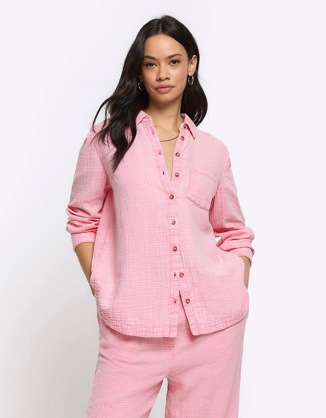 Textured Cotton Shirt - Light Pink, 5 of 4